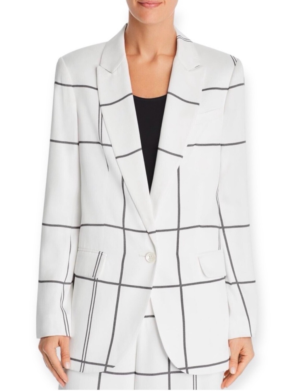 Equipment White Windowpane Blazer: Size 8